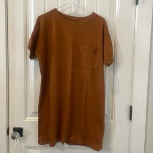 Madewell Ribbed T shirt dress with Pocket/ Rust/ medium